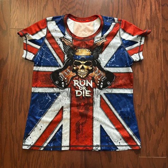 INKnBURN Tops - INKnBURN Women's Rock N' Roll Run or Die Tech Short Sleeve Shirt Sz 2XL!
